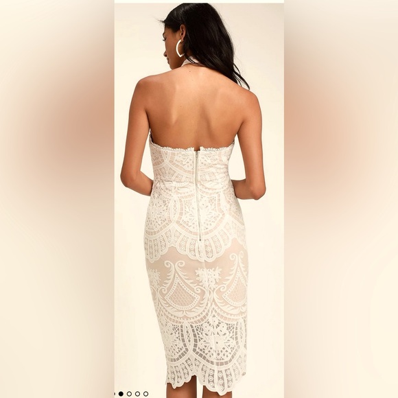 Lulu’s White lace halter midi dress-Small _NWT! - Picture 4 of 8